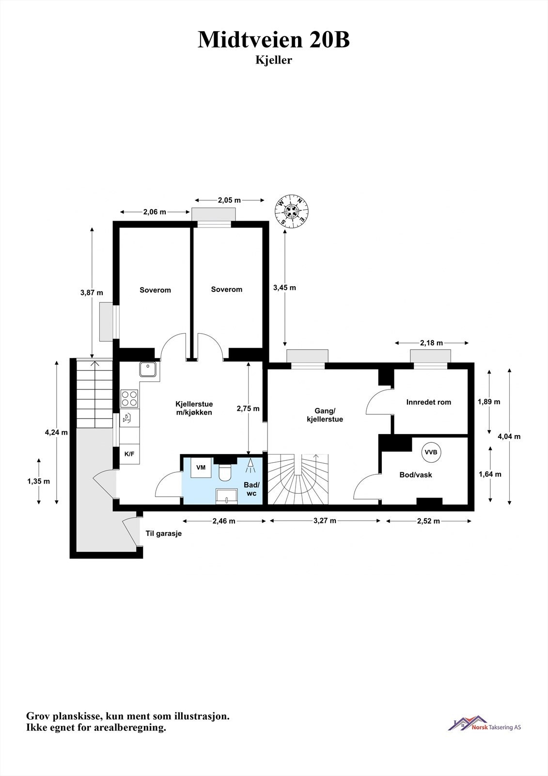 Plantegning med mål. Galleribilde
