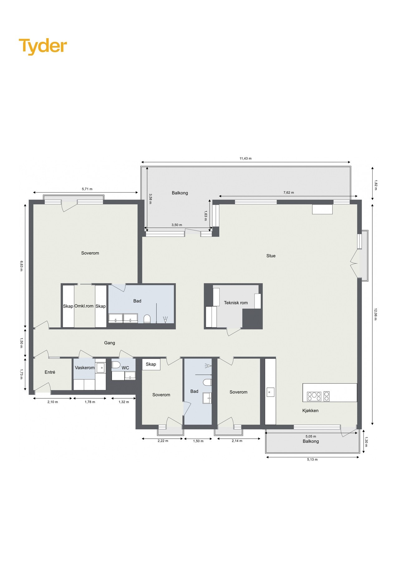 Øverste etasje med heisadkomst - Gjennomgående og usjenert hjørneleilighet Galleribilde