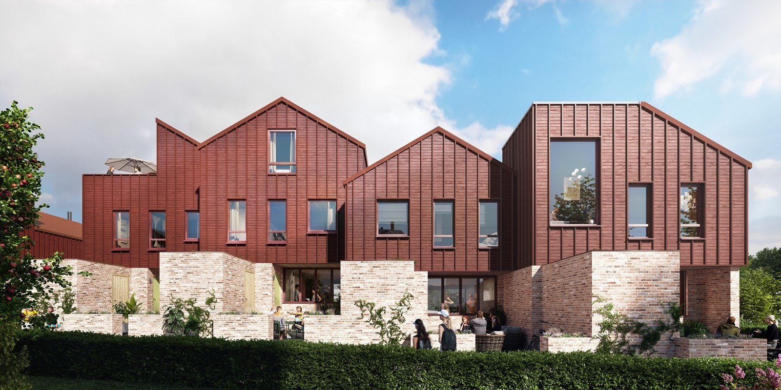 Boligene varierer i størrelse og planløsning, og sine unike kvaliteter. Utenfor inngangen er det laget lune flotte utearealer med kjøkken like på innsiden. Galleribilde