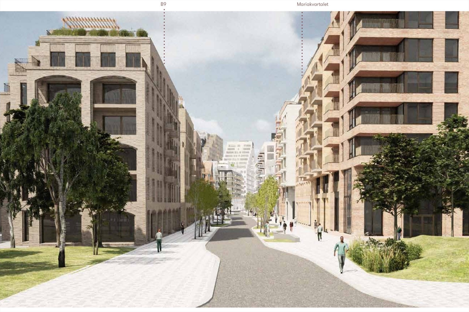 Rostockgata åpner ila 1 års tid og gir raskere forbindelse inn. Kongsbrygga (slik søknaden ligger inne nå) til venstre og Mariakvartalet til høyre Galleribilde