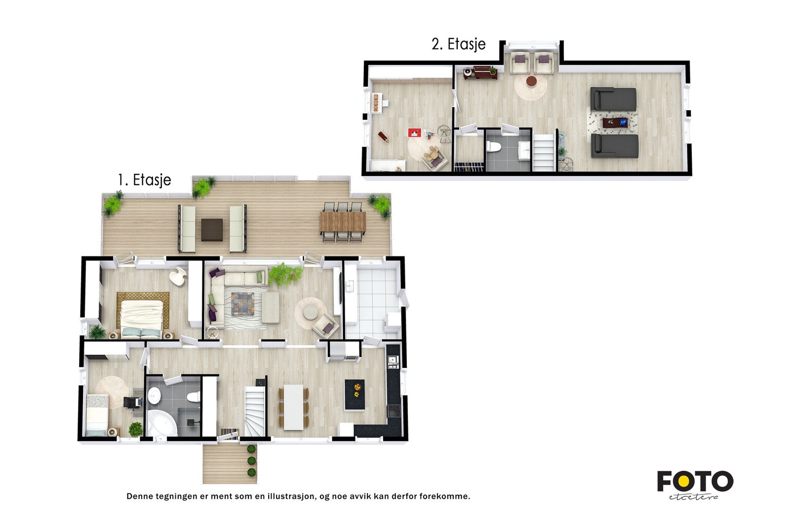 Plantegning 3D - Hele huset Galleribilde