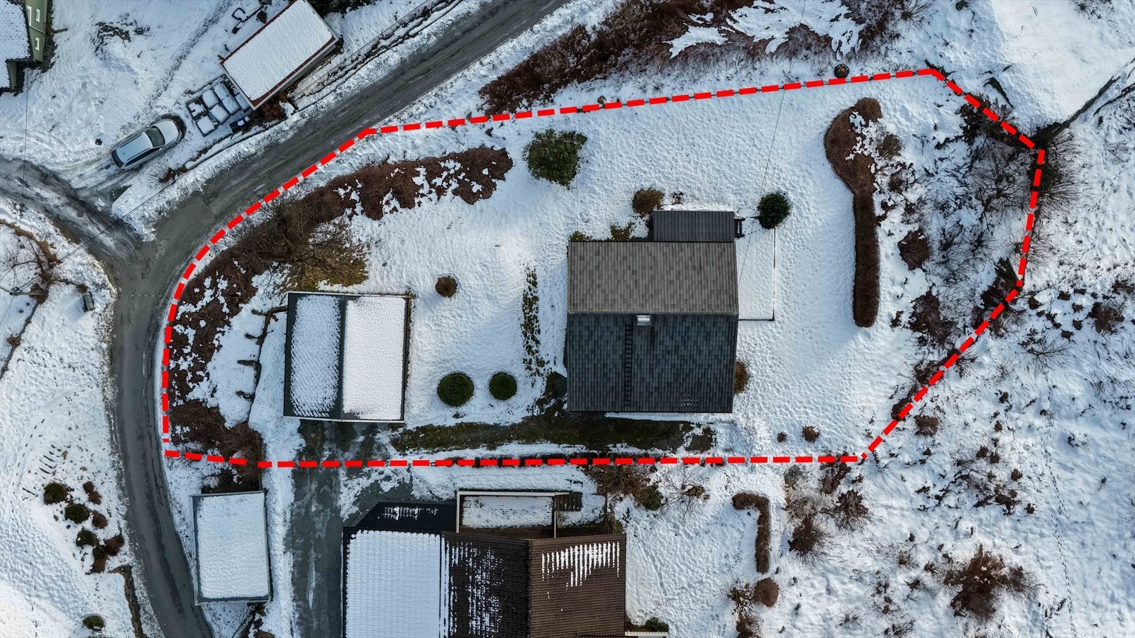 Stiplet linje estimert eiendomsgrense Galleribilde