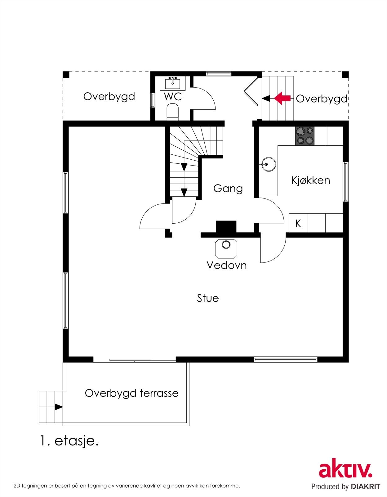 Plantegning 1. etasje Galleribilde