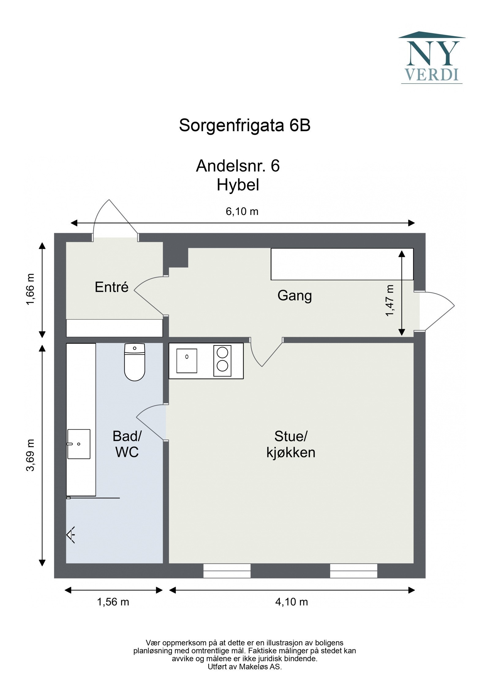 Plantegning hybeldel kjeller. Galleribilde