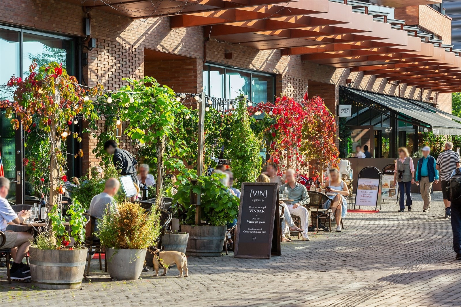 Bjørvika er et moderne og levende nabolag med en stadig rikere miks av kaféer, restauranter, dagligvarebutikker og servicefunksjoner. Galleribilde