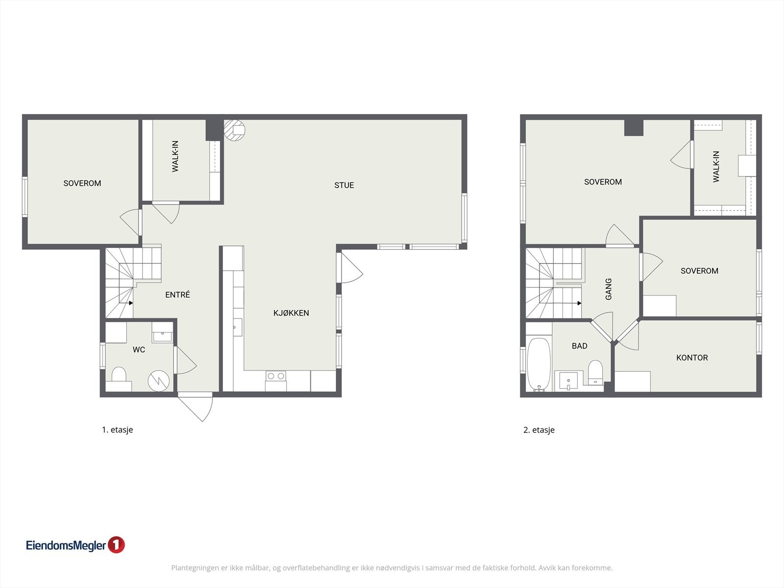 Plantegningene gir en god oversikt over boligens arealeffektive planløsning. Galleribilde