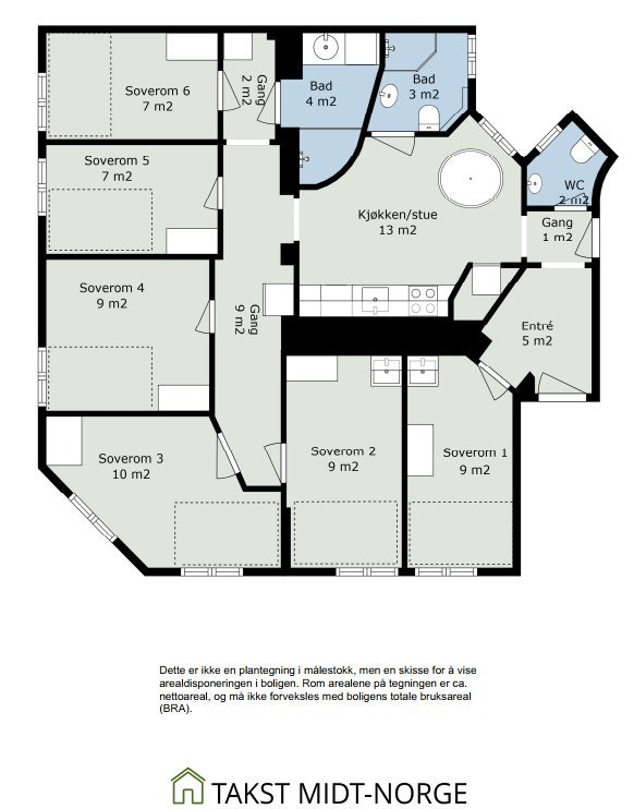 Planskisse dagens planløsning. Galleribilde