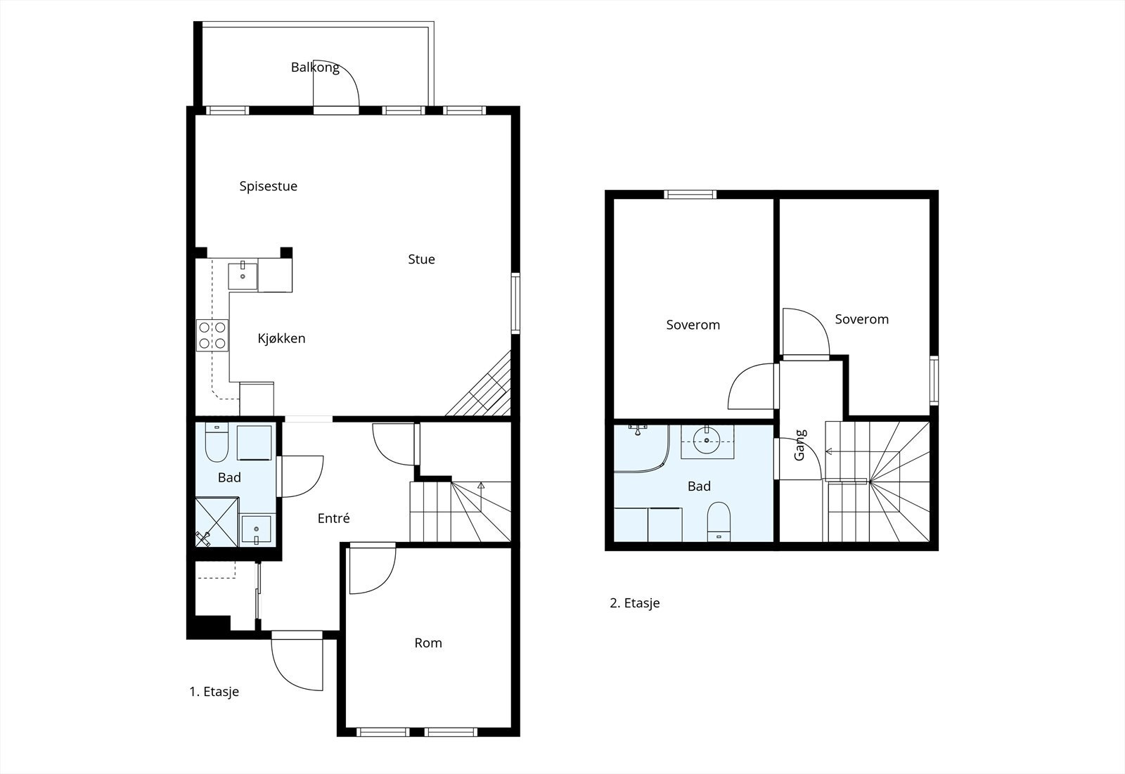 Plantegning begge etasjer Galleribilde