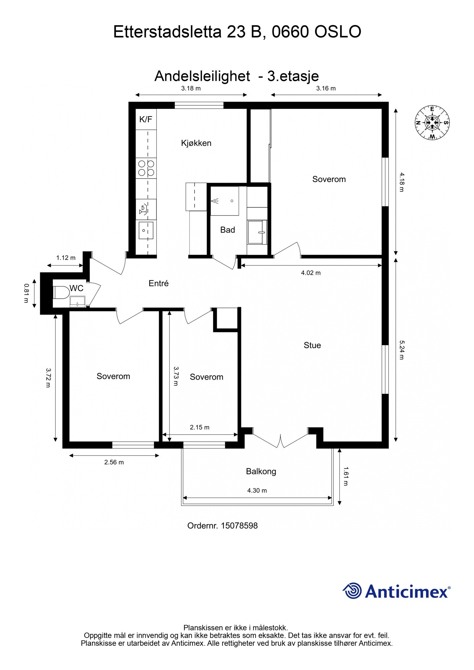 Plantegning med mål. Galleribilde