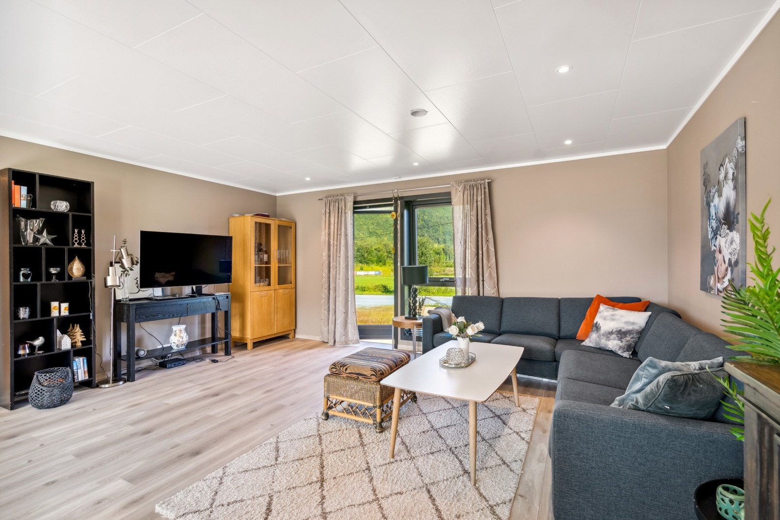 God plass til sofa og TV. Galleribilde