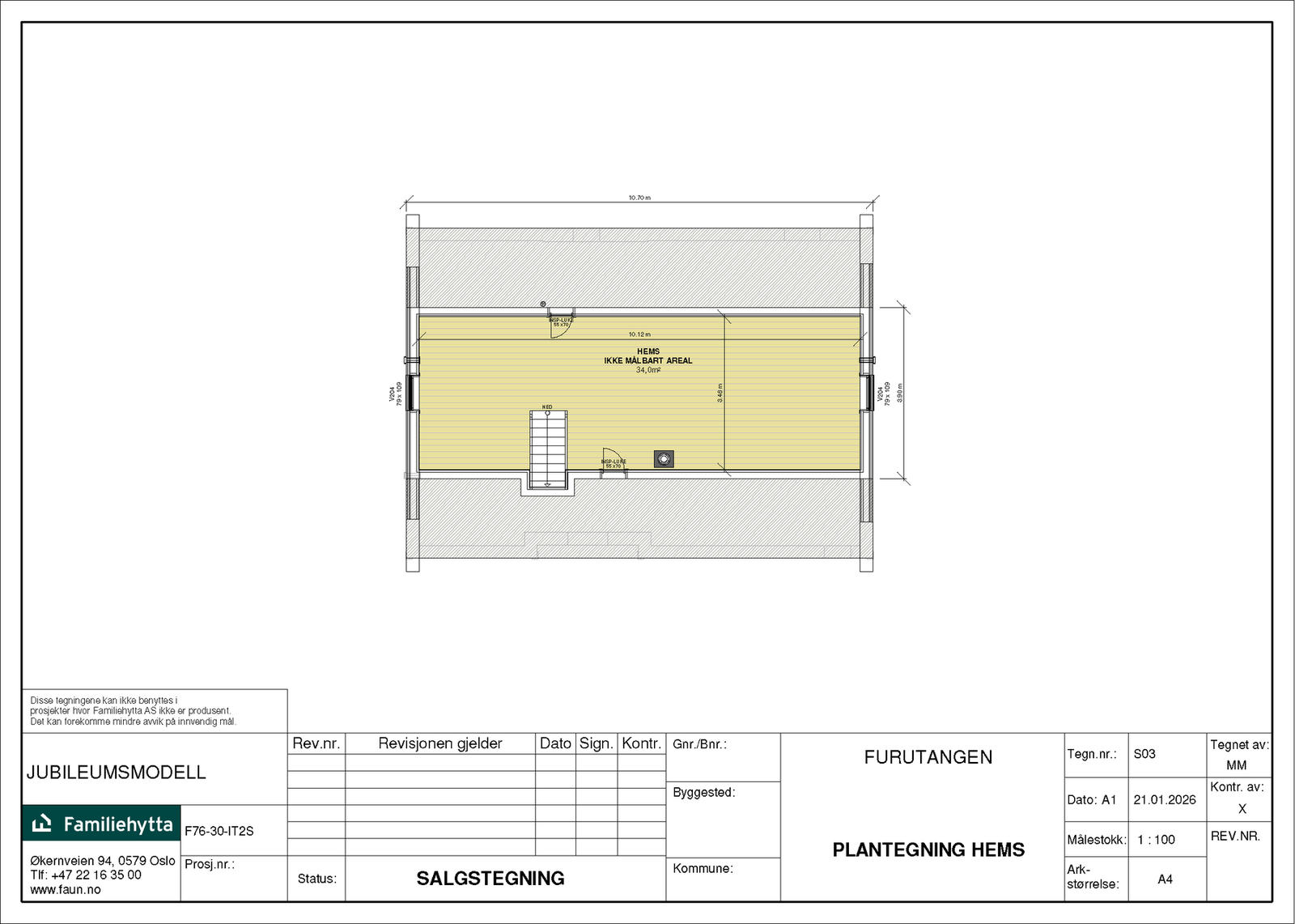 Plantegning hems Furutangen Jubileumsmodell Galleribilde