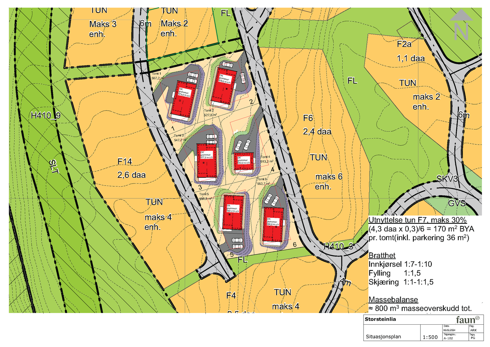 Situasjonsplan tomteområdet. Dette er kun en foreløpig plan. Galleribilde