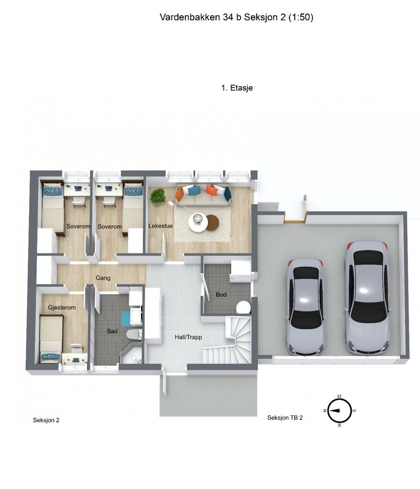 Plantegning 1. etasje Galleribilde