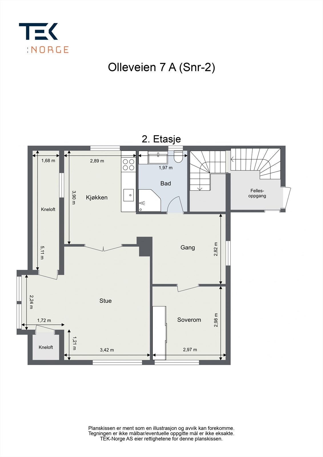 Plantegning for enheten i andre etasje. Galleribilde