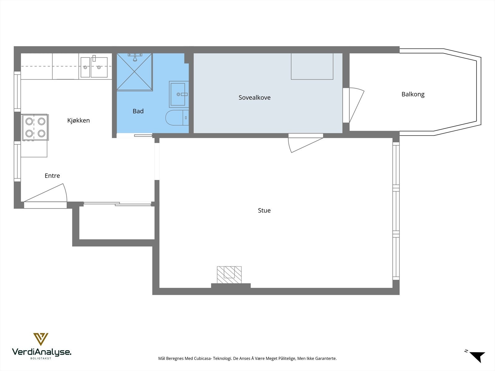 Planløsning over dagens bruk av boligen. Galleribilde