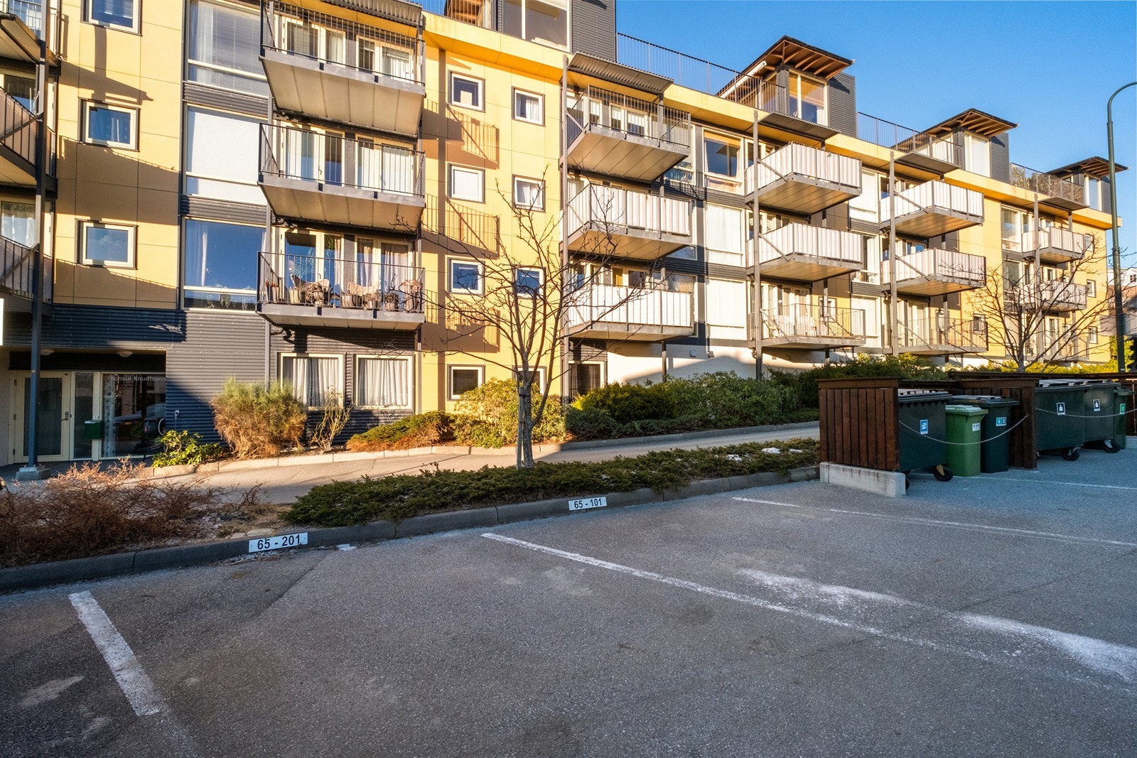 Asfaltert område ved innkjørsel og borettslagets parkeringsareal. Galleribilde