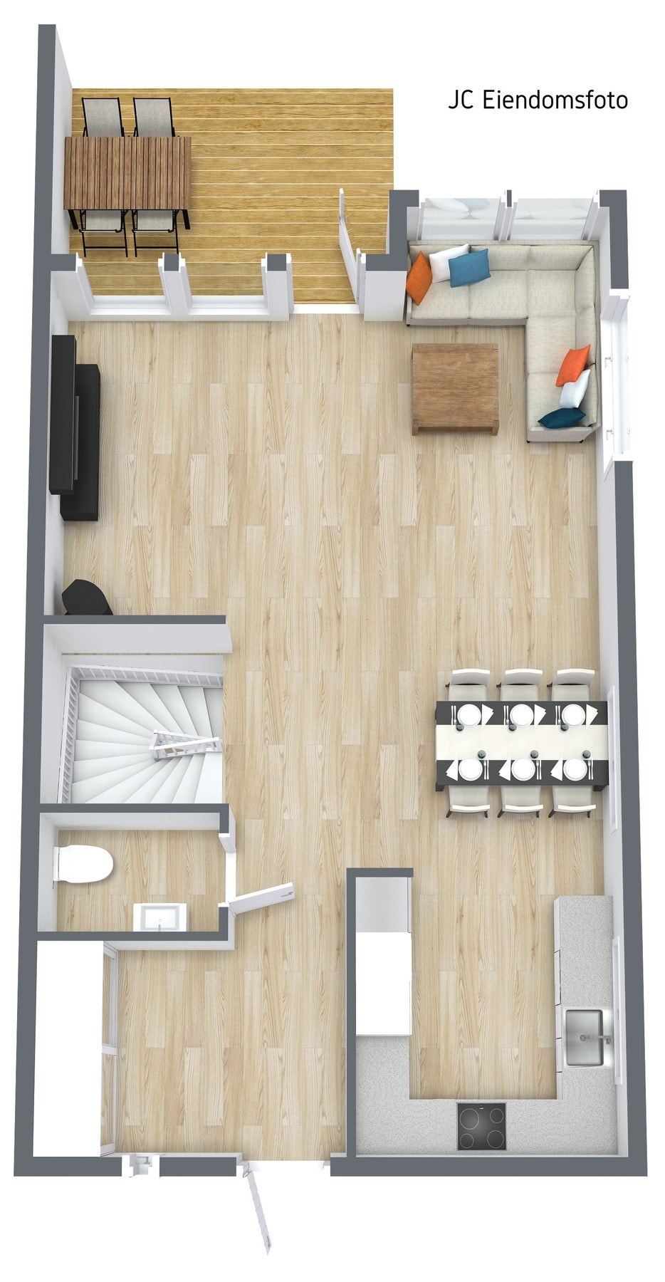 3d plantegning 1. etasje. Galleribilde