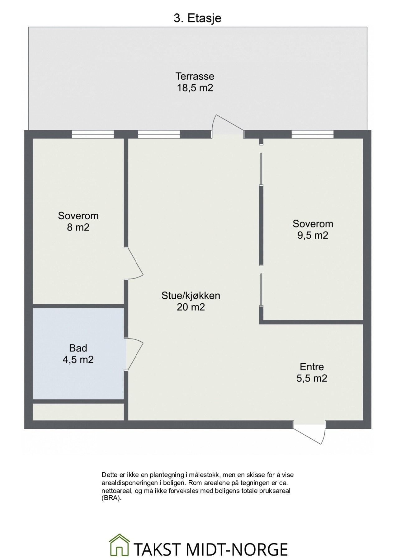 Planskisse 3. etasje. Øvrig: bod i kjeller og fast plass i p-kjeller medfølger. Galleribilde