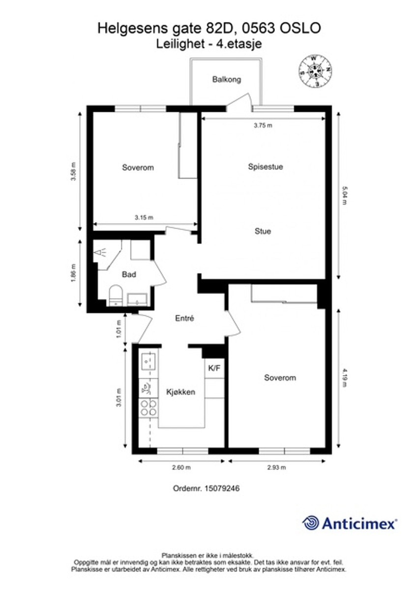 Gjennomgående toppleilighet med vestvendt balkong. Galleribilde