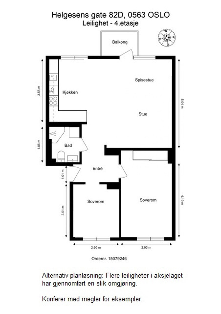 Alternativ planløsning. Det er flere naboer i aksjelaget som har gjennomført lignende omgjøring. Kontakt megler om du ønsker eksempler på omgjøring. Galleribilde