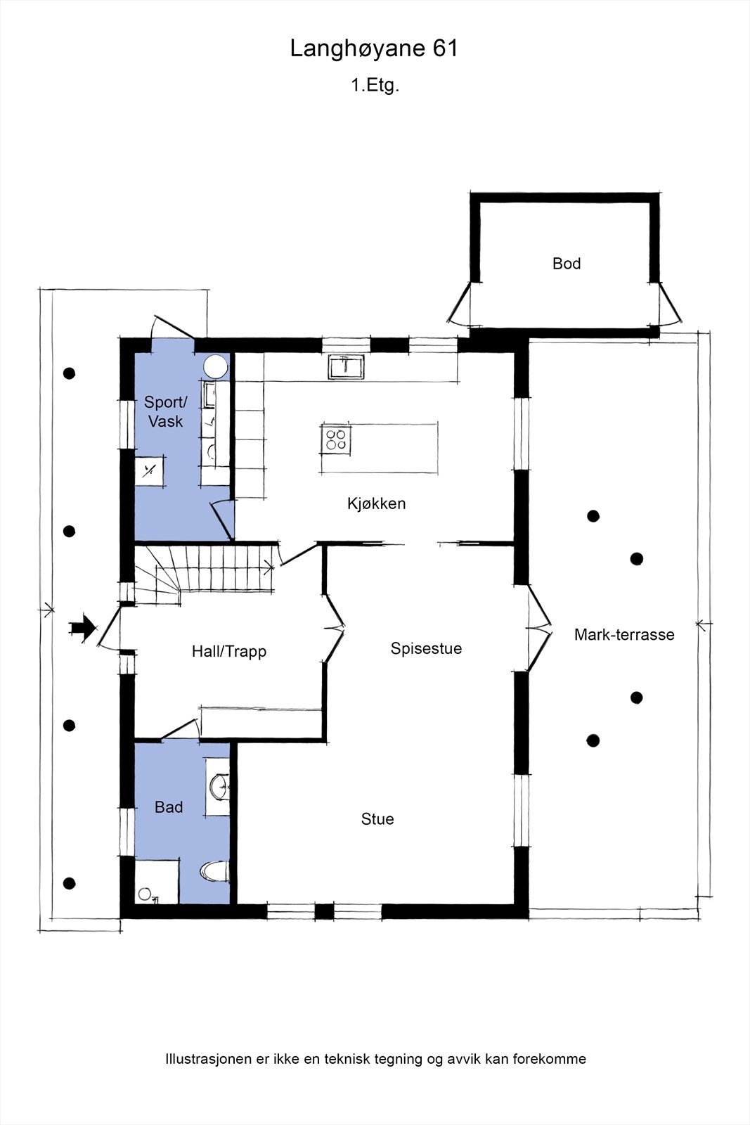 Plantegning 1 etasje. Galleribilde