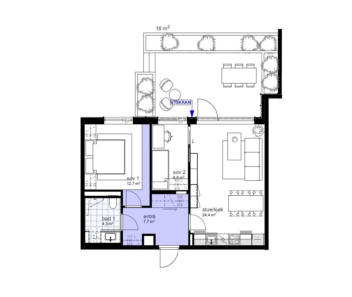Plantegning utarbeidet av utbygger. Galleribilde