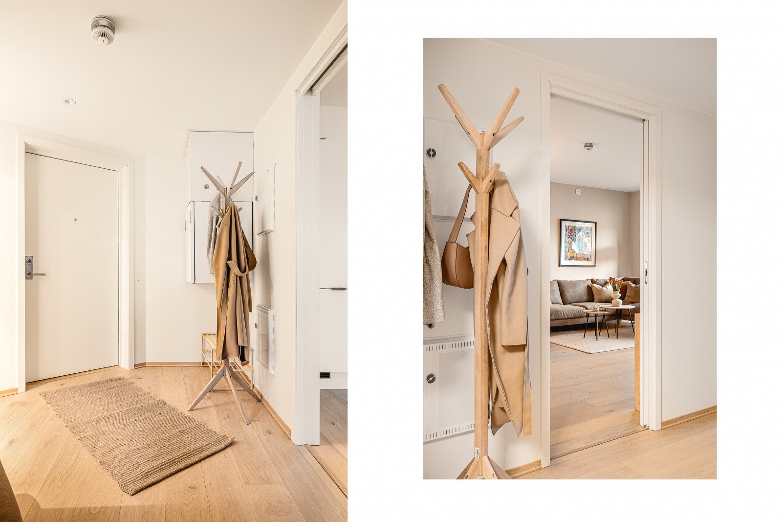 Stor og romslig entré med god plass til oppbevaring av ytterklær, målt til 5,8 kvm. Galleribilde