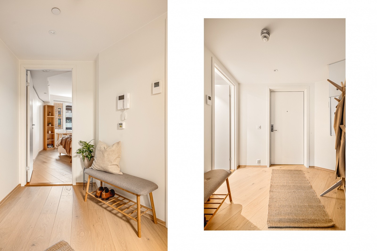 Legg merke til 1-stavs eikeparkett - som er gjennomgående i hele leiligheten. Galleribilde