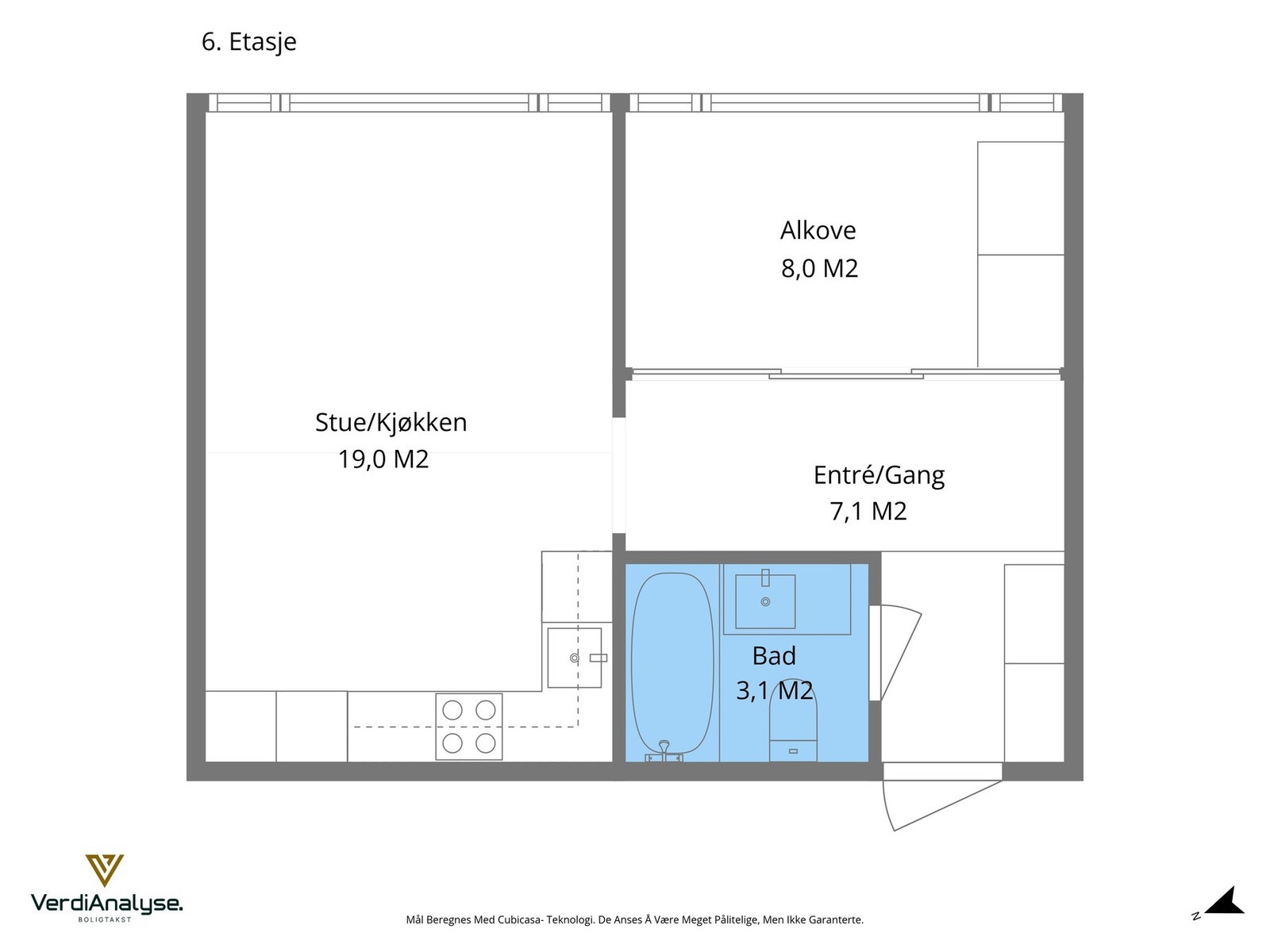 Leiligheten har en flott planløsning i byggets 6.etasje. Galleribilde