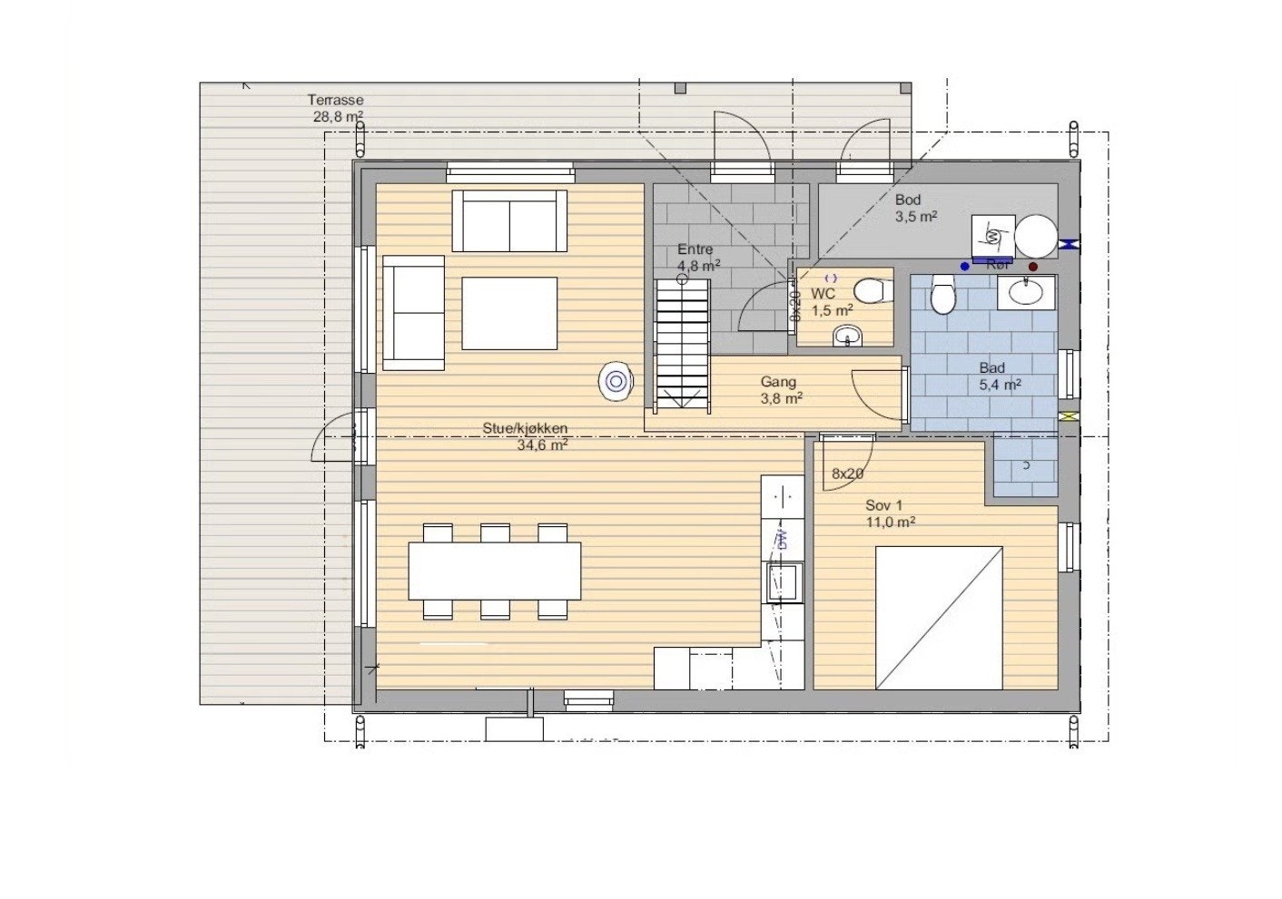 Plantegning 1. etg Galleribilde