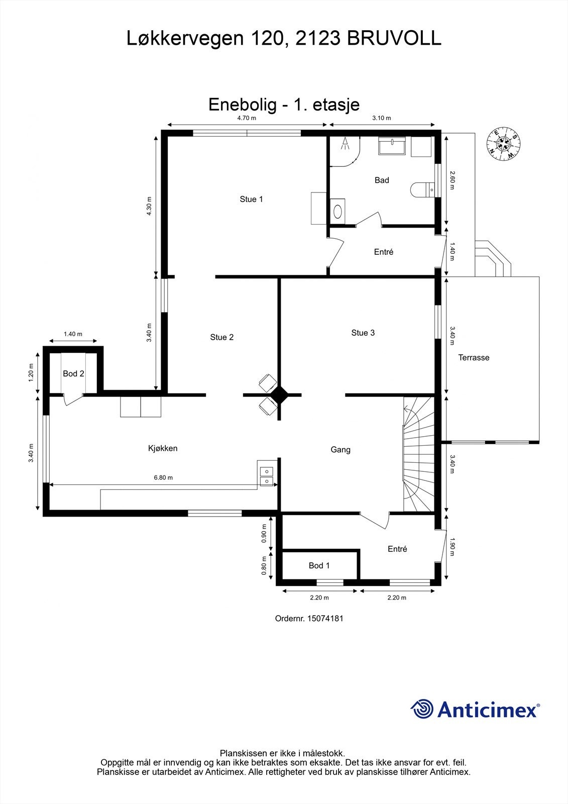 Plantegning hovedetasje. Galleribilde