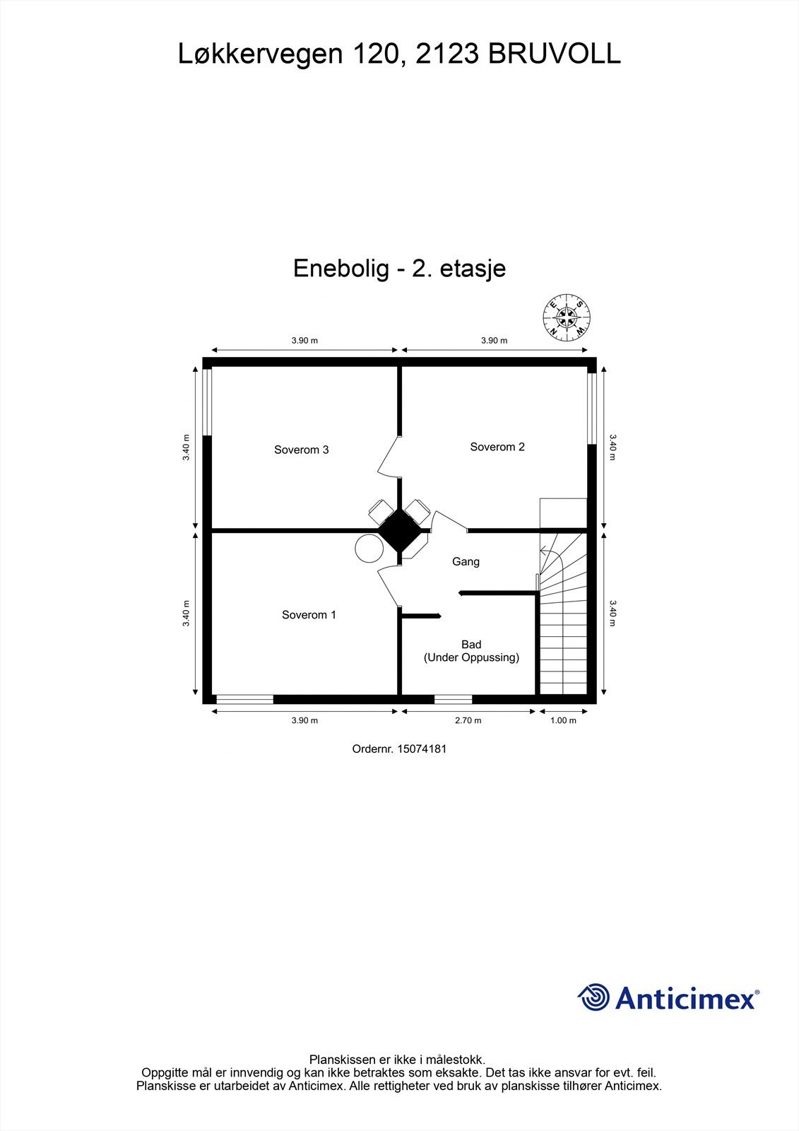 Plantegning andre etasje. Galleribilde