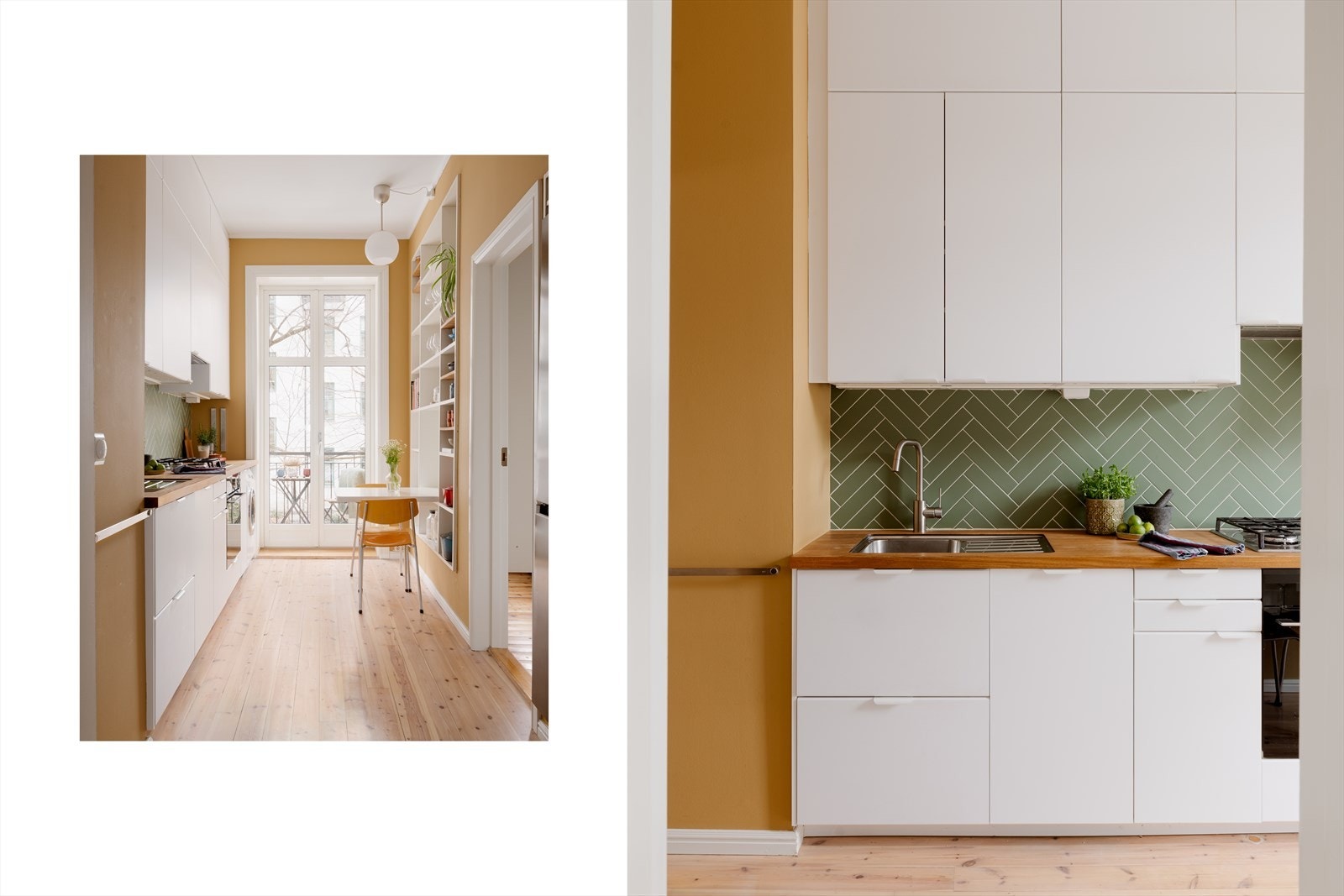 Det moderne kjøkkenet har smarte løsninger og direkte utgang til balkongen. Galleribilde