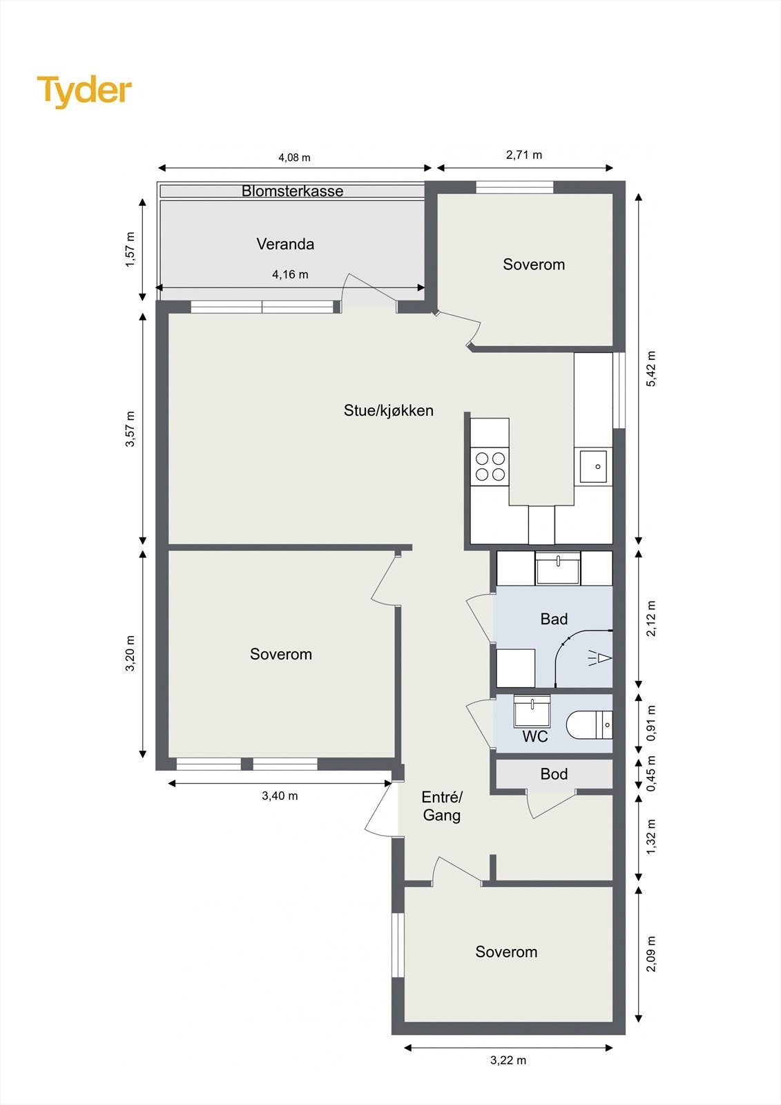 Alternativ planløsning - ved å gjøre om litt på kjk. så kan man lage soverom III. Galleribilde