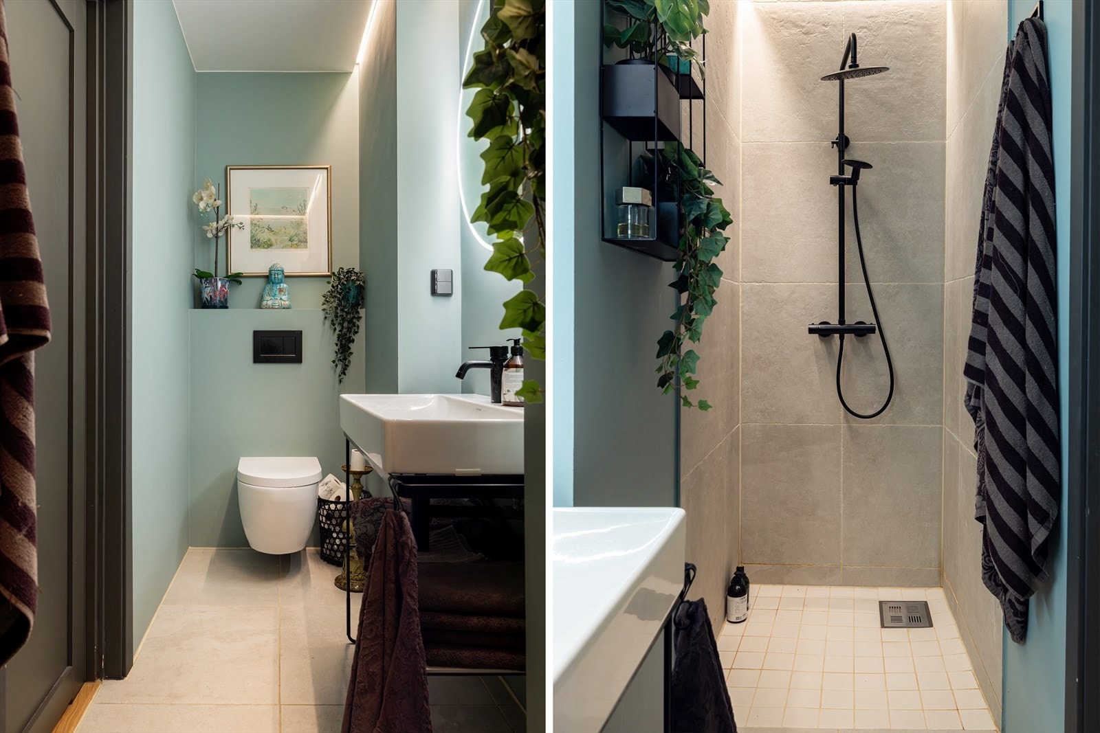 Bad nr II ble også oppgradert i 2019. De duse, behagelige tonene passer godt sammen og gir en fantastisk atmosfære. Her ligger alt til rette for en god start på dagen. Galleribilde