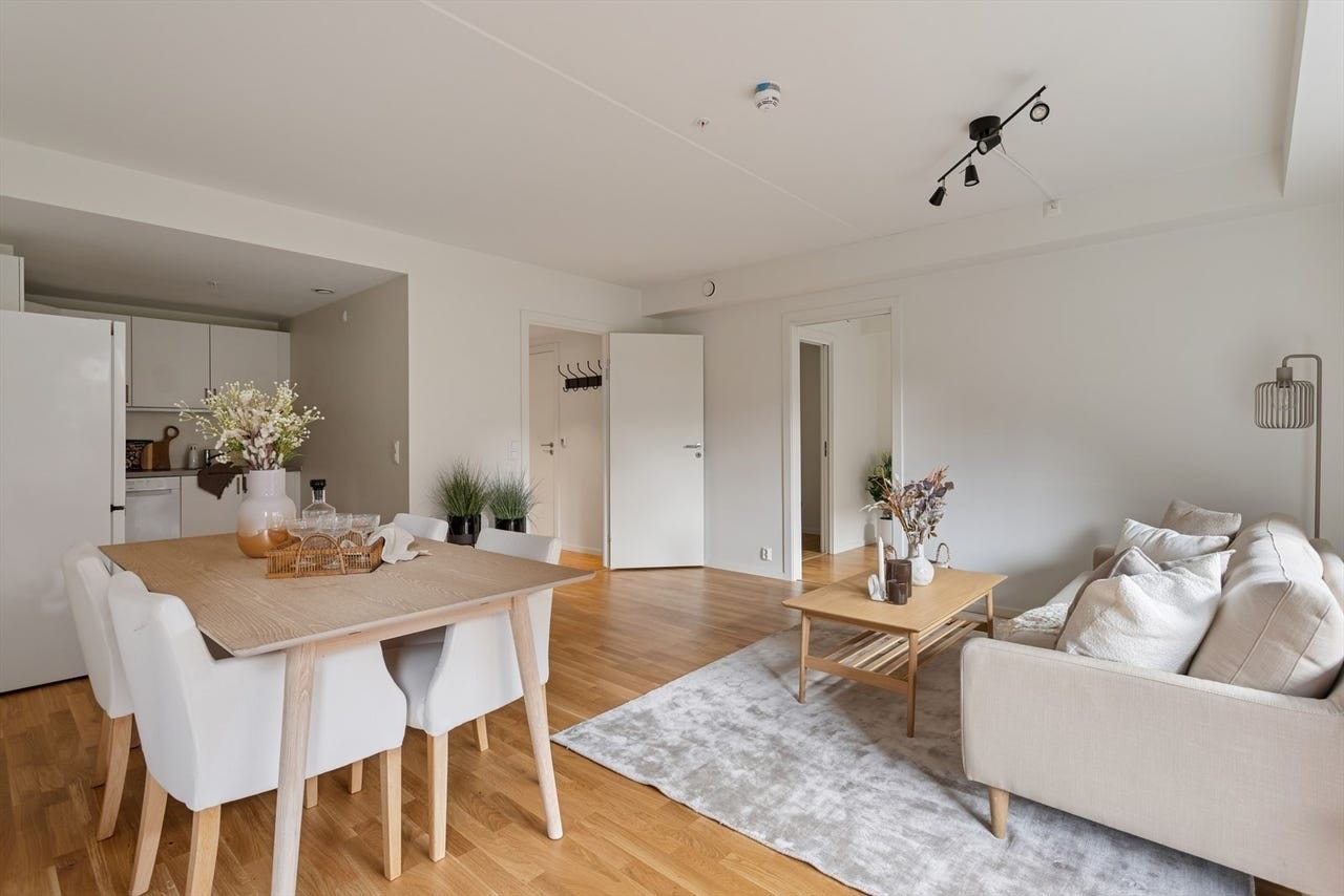 Lun og romslig stue med naturlig lysinnslipp. Galleribilde