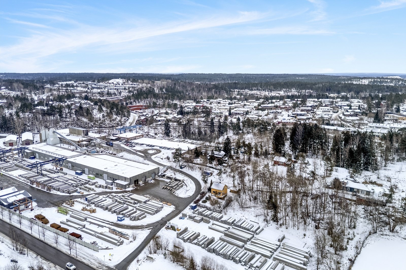 Dronefoto viser nabolaget Galleribilde