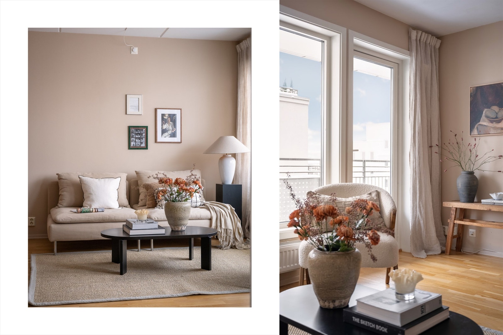 Store vindusflater gir rikelig med naturlig lys og skaper en luftig atmosfære. Galleribilde