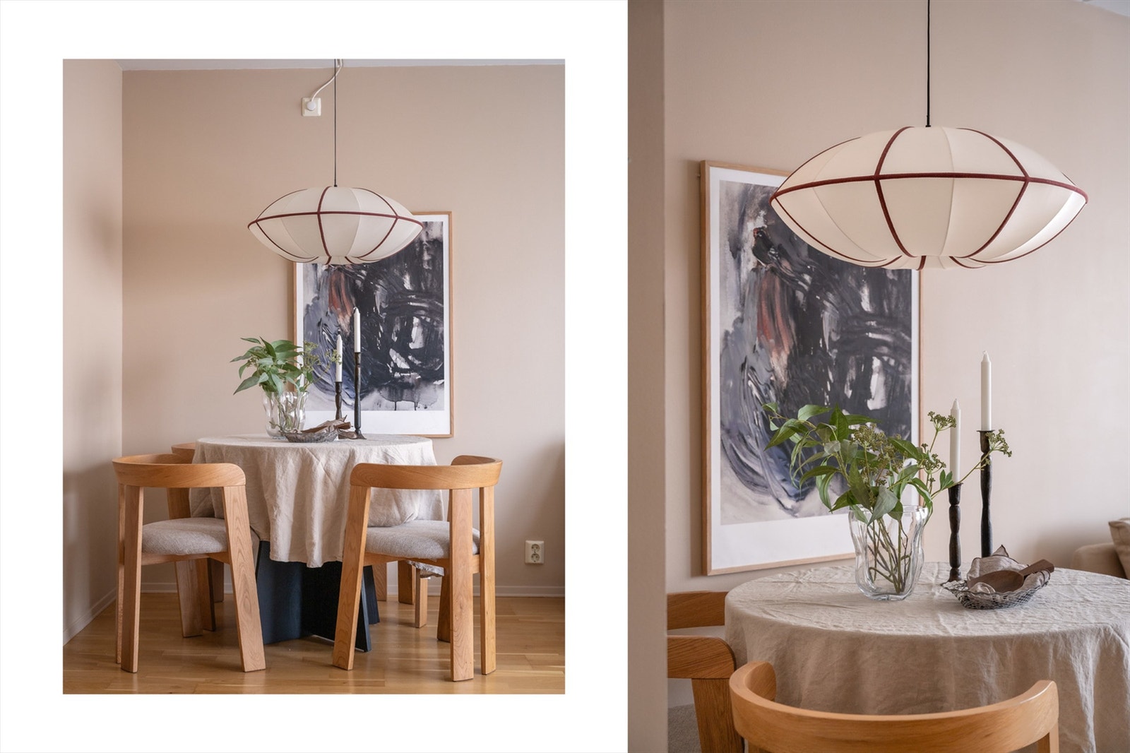 Det er naturlig å møblere med et spisebord i sosial overgang mellom stue og kjøkken. Galleribilde