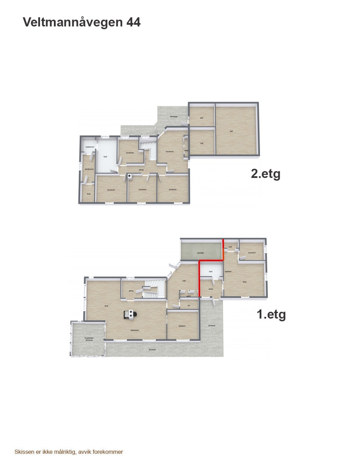 Plantegning over begge etasjer. Galleribilde