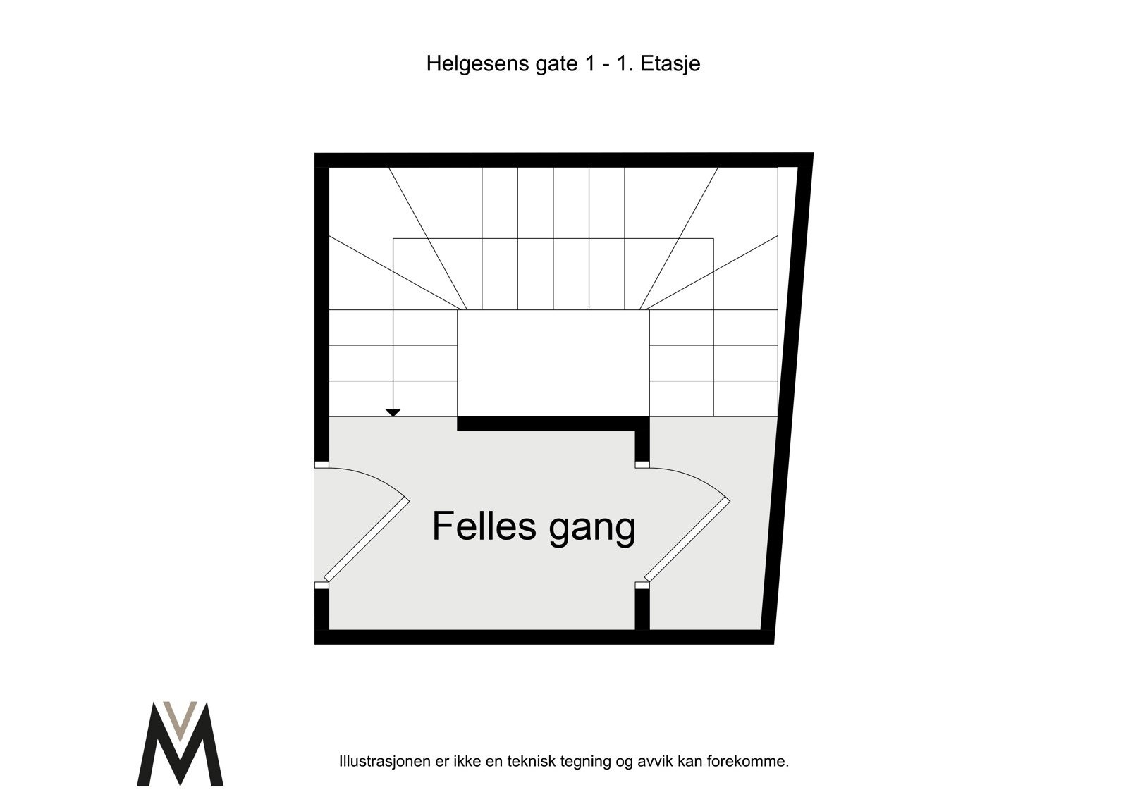 Inngang til leiligheten i etasjen under Galleribilde