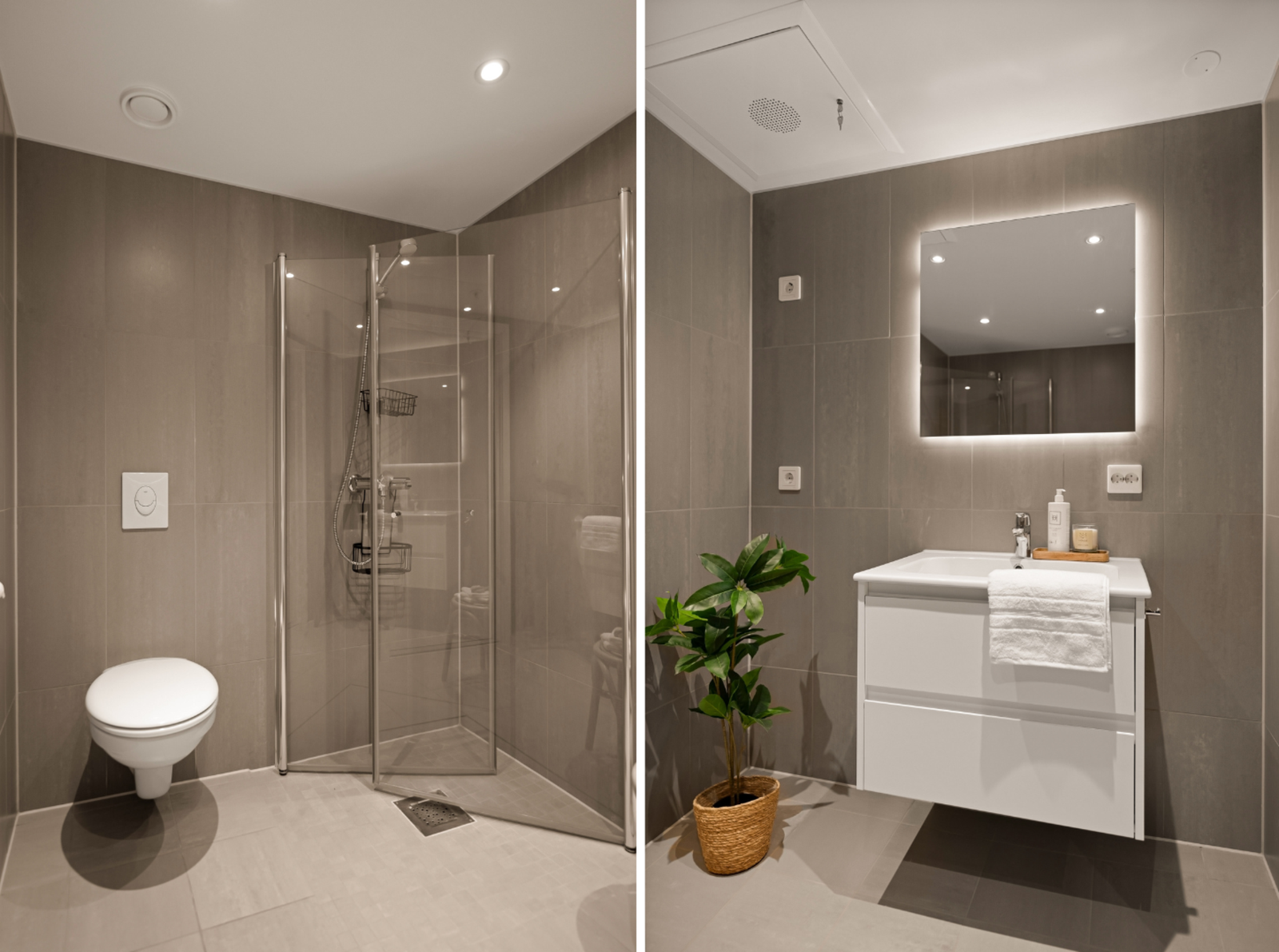 Badet har vannbåren gulvvarme Galleribilde