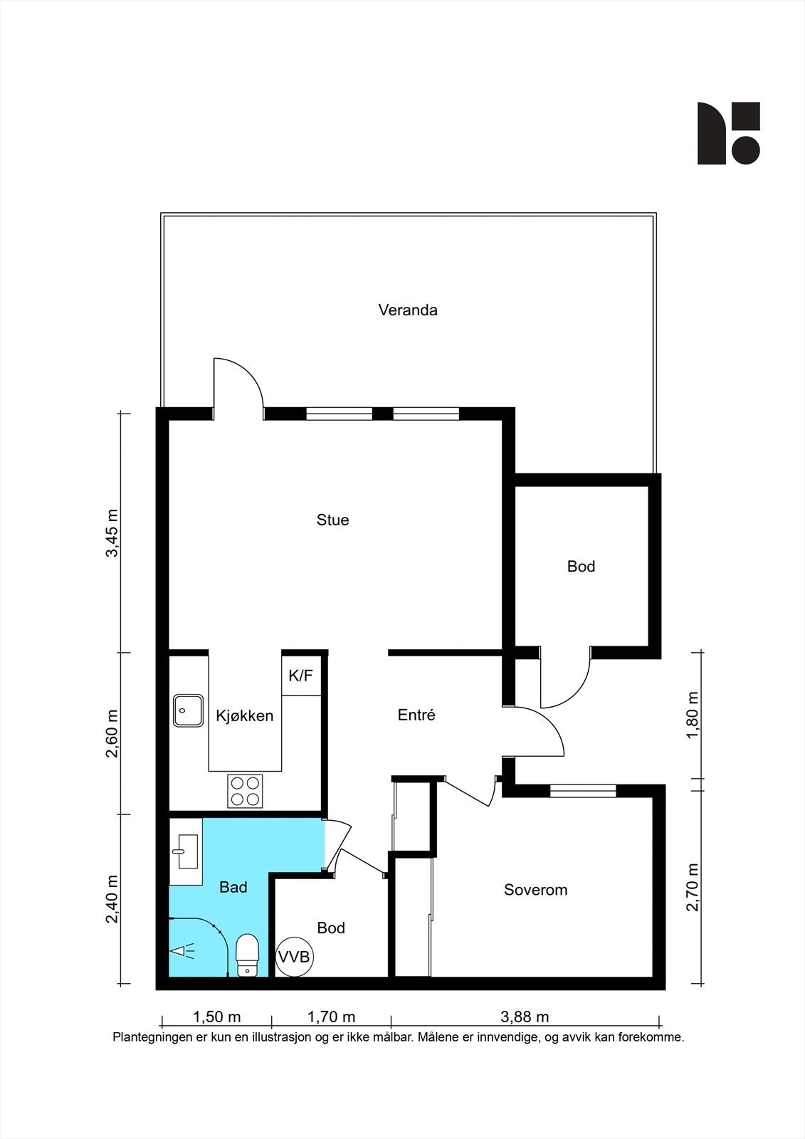 La oss se nærmere på boligens planskisse før du blar videre, slik at du får orientert deg litt. Galleribilde
