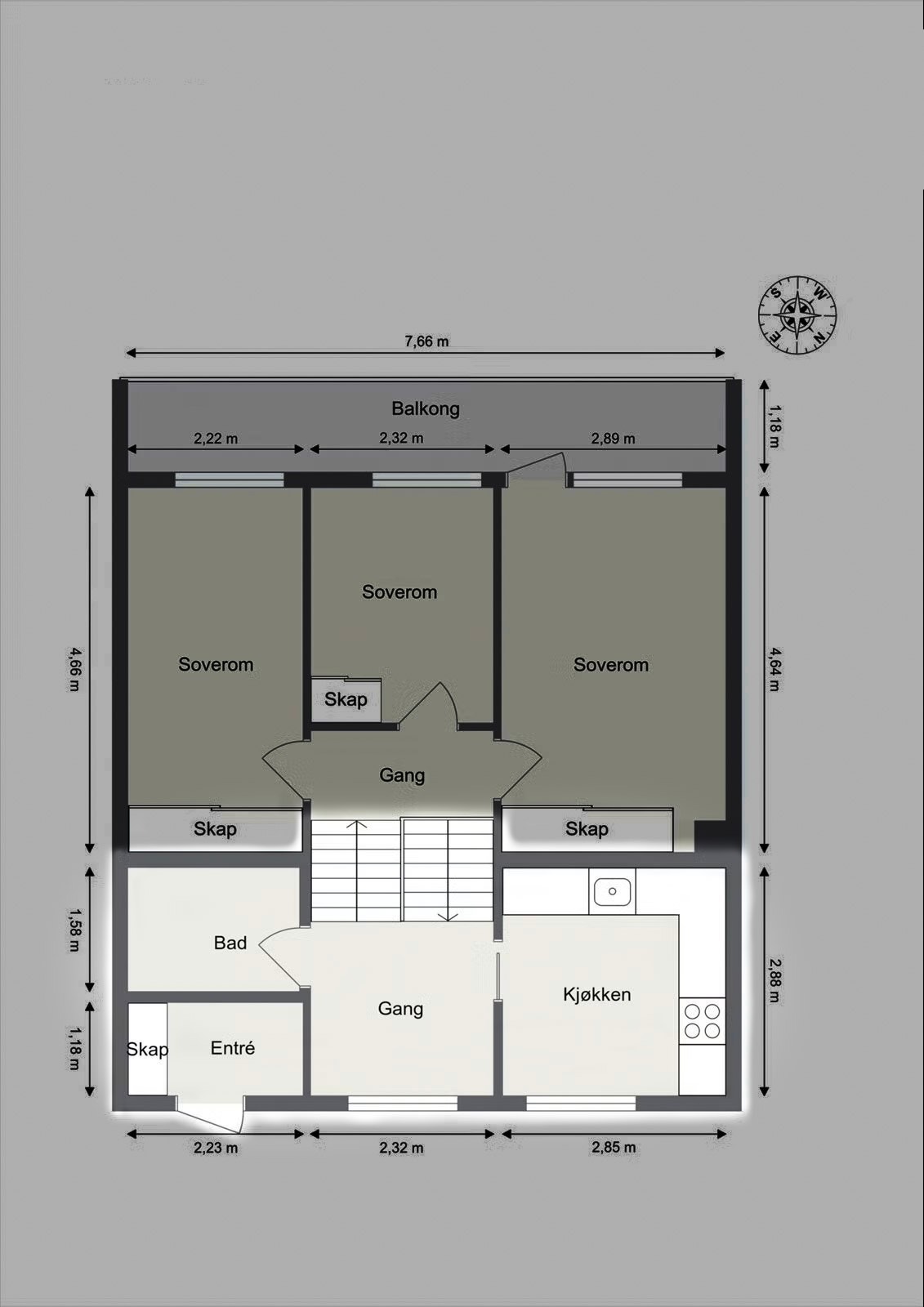Boligen er som sagt delt opp i flere plan. 1. etasje er fremhevet Galleribilde