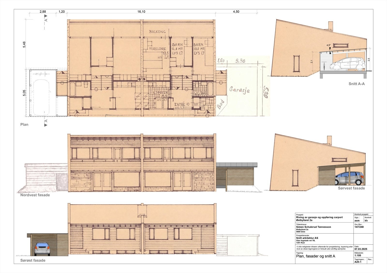 Selger fikk tillatelse i august 2025 for å rive eksisterende carport og bygge ny. Denne tillatelsen gjelder i 3 år. Galleribilde