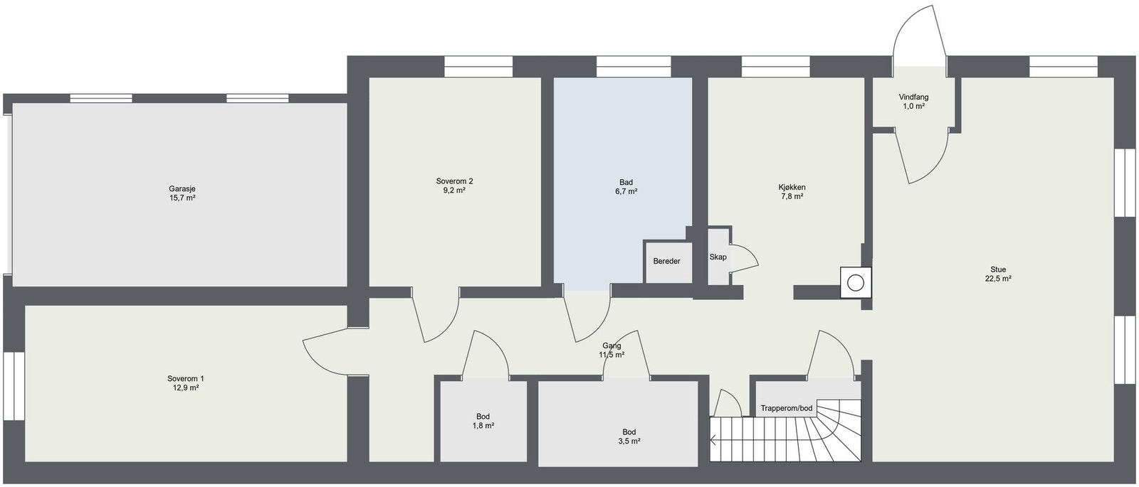 Planskisse sokkeletasje. Galleribilde