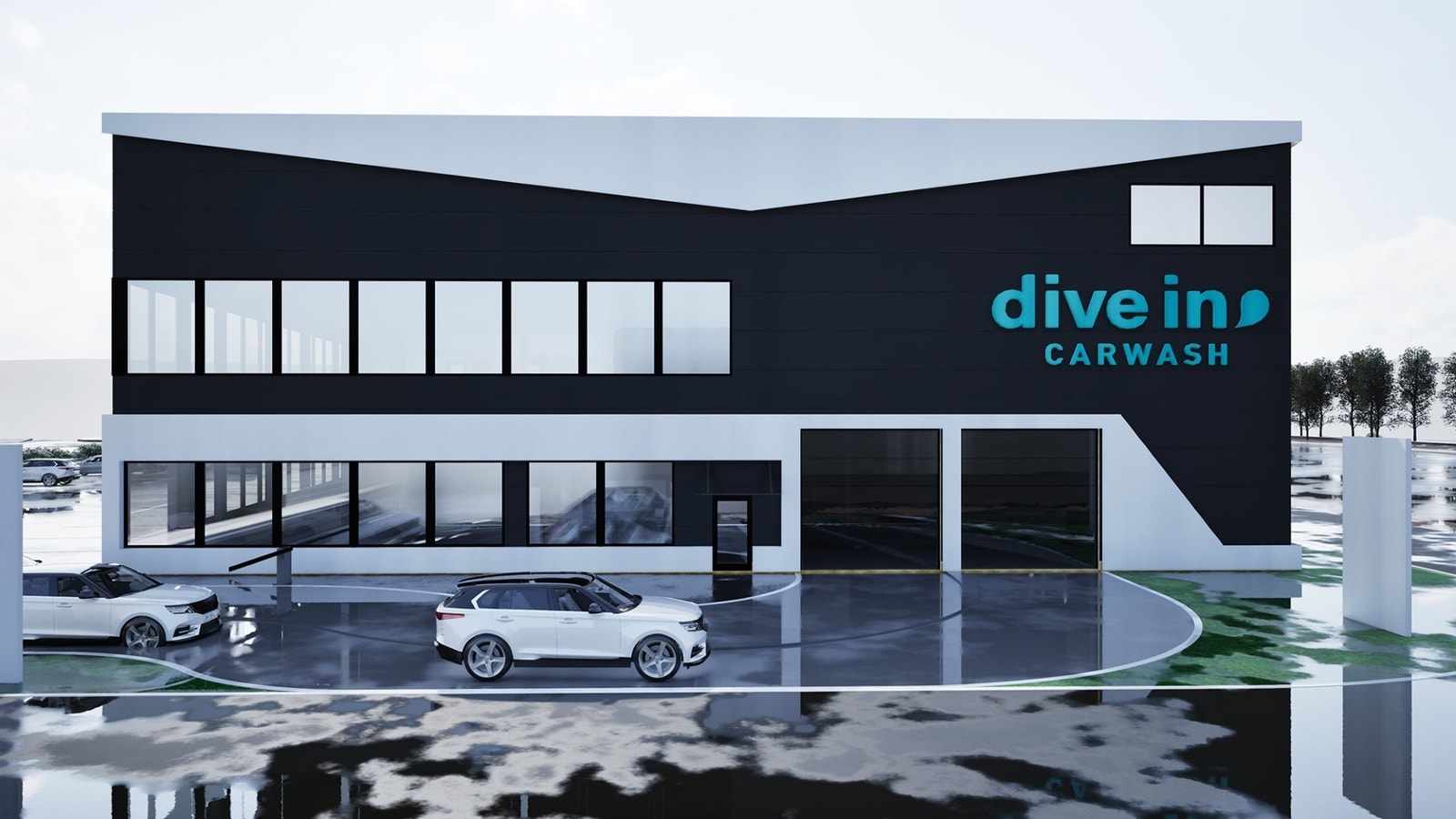 Innkjørsel til Dive In vaskehall Galleribilde