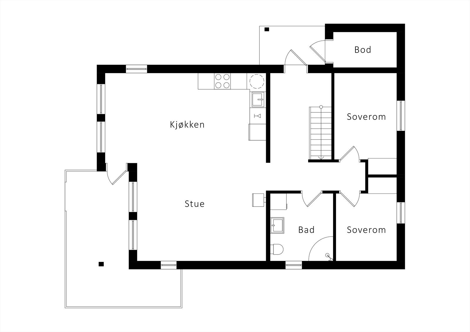 Plantegning 1. etasje Galleribilde