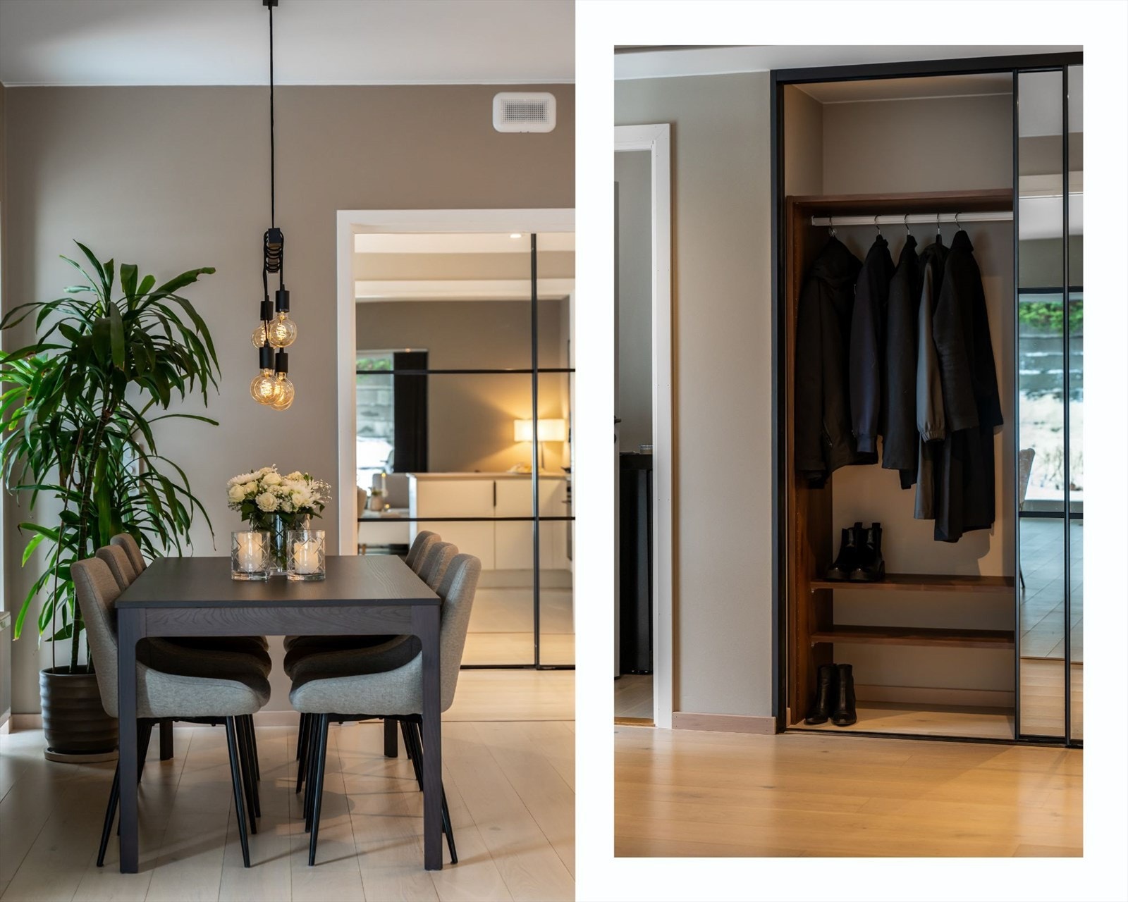 Fra gangen ledes du videre inn i leilighetens sosiale sone. Galleribilde