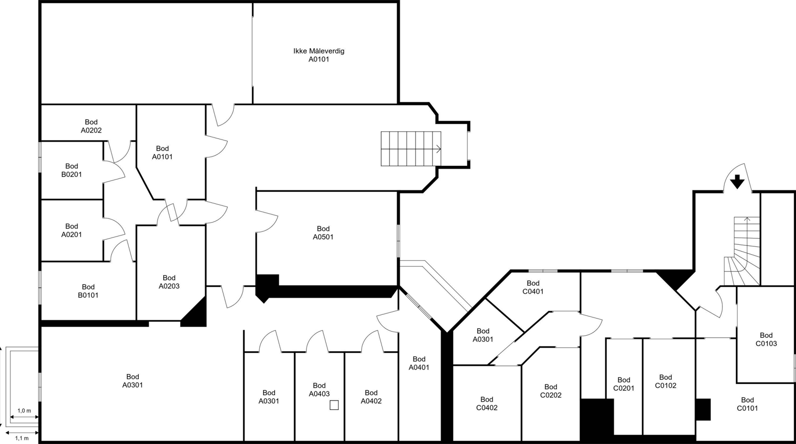 Bodplan, leiligheten disponerer bod A301 målt til ca. 35 kvm i kjeller. Galleribilde